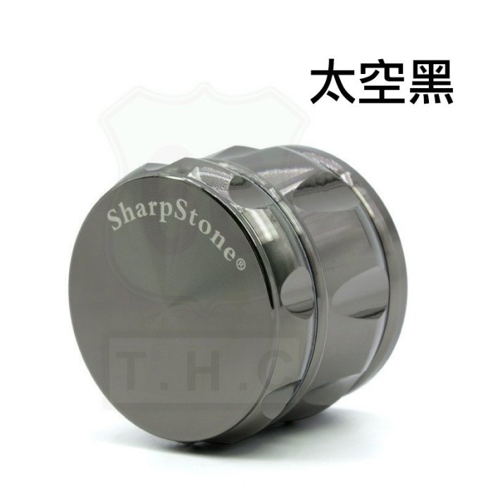 歐美原裝進口 SharpStone 菸草研磨器 四層 磨菸器 倒角側凹 太空黑 63mm 鋅合金