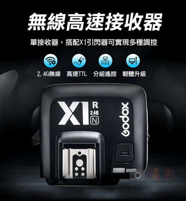 批發王@神牛X1R-N 接收器 尼康Nikon專用 無線引閃器 支援TTL 2.4G無線傳輸100米 分組遙控 遠程觸發
