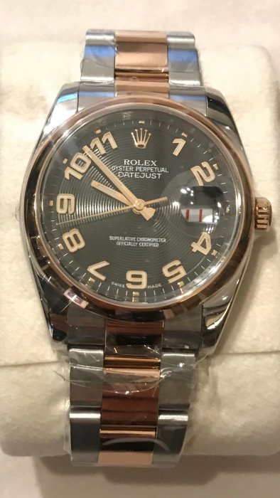 ROLEX 勞力士 116201 玫瑰金+精鋼 蠔式男錶 同心圓 原廠盒單