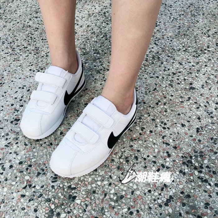 {潮鞋瘋}NIKE CORTEZ BASIC SL PS 白黑 阿甘鞋 魔鬼氈 中童 女段 904767-102