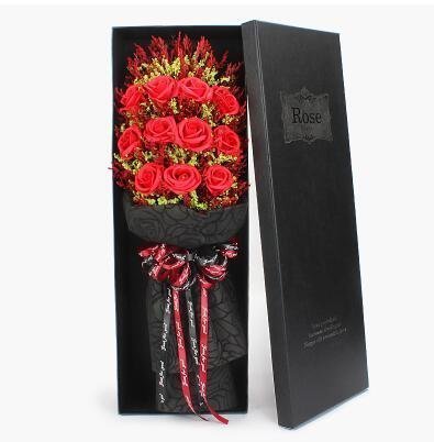 『格倫雅品』韓式滿天星大花束紅玫瑰花禮盒-11朵紅玫瑰促銷 正品 現貨