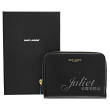 【茱麗葉精品】全新精品 YSL 專櫃商品 562796 燙金LOGO牛皮對開釦式零錢短夾.黑 現貨