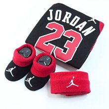 JORDAN 爬爬服禮盒 嬰幼兒連身衣 三件套 JD2323025NB001 黑x紅【iSport愛運動】