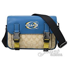 【茱麗葉精品】全新精品 COACH 專櫃商品 CH118 壓印LOGO撞色印花翻蓋斜背包.卡其/藍 現貨