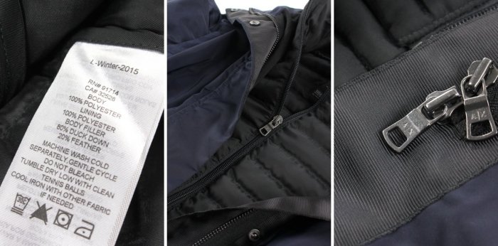 美國百分百【全新真品】Armani Exchange 外套 風衣 長大衣 夾克 AX 兩件式 羽絨 女 深藍 H486