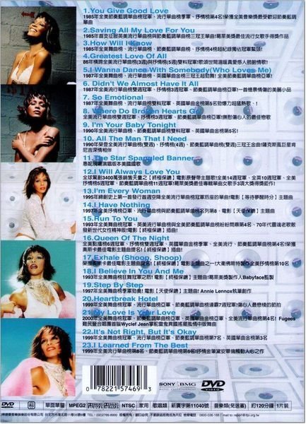 惠妮休斯頓 Whitney Houston / The Greatest Hits　絕對精選+新曲 1DVD ~~~全新未拆封