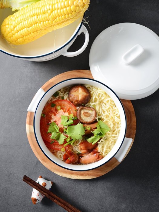 下殺 (null)創意北歐泡面碗酸菜魚碗雙耳家用湯碗防燙帶蓋燉盅歐式沙拉碗陶瓷#餐具#飲具#烘焙
