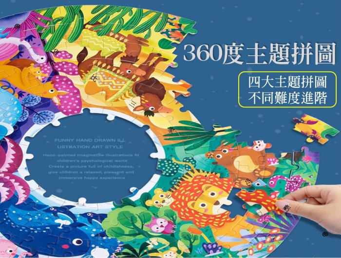 360度主題拼圖 早教玩具 圓形拼圖 360度的世界 交換禮物 解悶 聖誕節禮物 木製拼圖 平面圓型拼圖 異形拼圖 燒腦