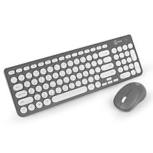 小白的生活工場*【infotec 】KM09 馬卡龍復古圓點 2.4G無線鍵盤滑鼠組-灰色款