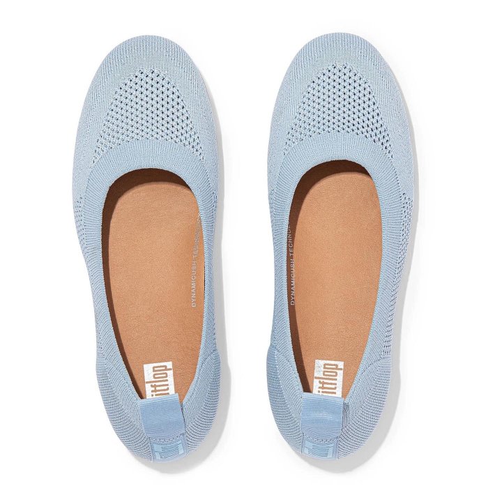 全新正品女鞋 Fitflop 官網寶寶藍針織芭蕾舞鞋（US 8）