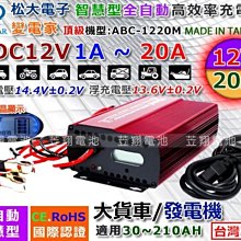 【中壢電池】變電家 ABC-1220M 松大電子 汽車電池 充電器 電瓶 充電機 12V20AH 全自動 微電腦 大功率