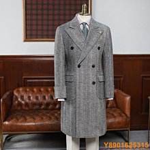 瑤瑤小鋪IsirHonour復古英倫那不勒斯人字紋雙排馬球大衣羊毛呢男PoloCoat