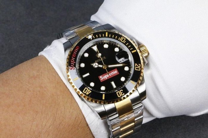 二手全新勞力士 ROLEX  Superme聯名水鬼系列 全自動機械機芯?40mm手錶  男錶 礦物質強化玻璃