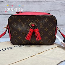 《真愛名牌精品》LV M43556 老花 紅色 流蘇 手提 斜背包*95成新*202290