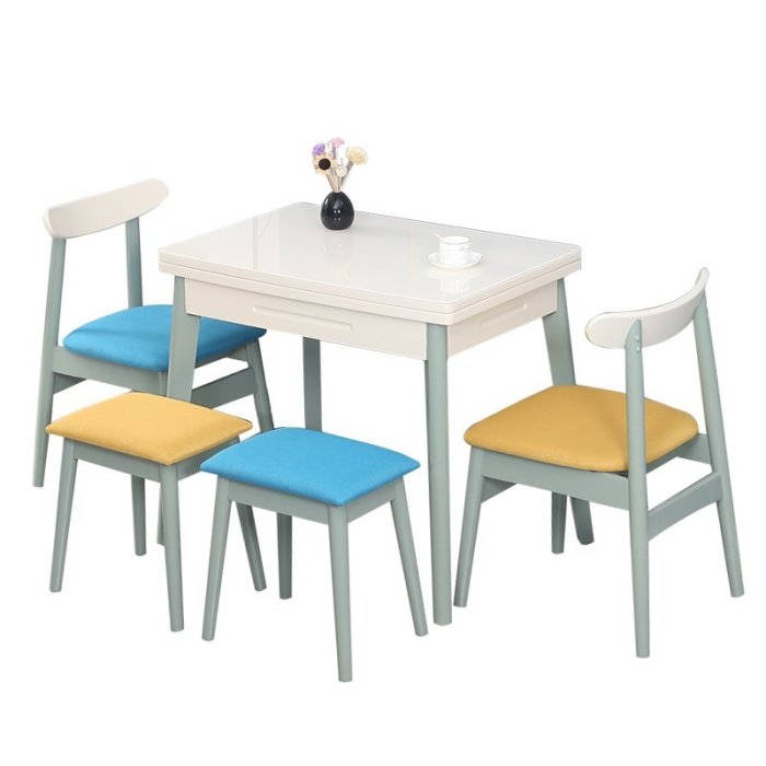 小戶型折疊餐桌椅組合家用北歐實木伸縮餐桌現代簡約經濟型飯桌子 滿減 促銷 夏季
