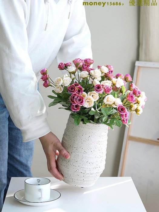 田園風 玫瑰花 仿真花 薔薇 仿真花 花束 擺件 假花裝飾 客廳 餐桌花藝 歐式 拍攝道具