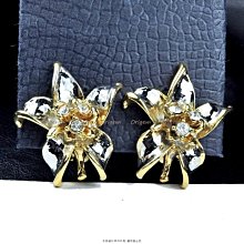 珍珠林~新加坡蘭花雙金色夾式耳環(也有亮金、霧金色)~展示品特價賠售出清#356/#357/#358