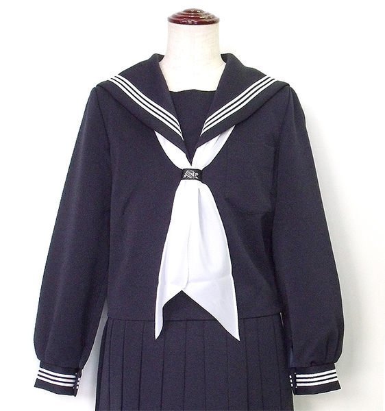 【嚴選日本高校水手服代購】富士Yacht 日本製女生深藍長袖水手服制服上衣 (A尺寸)