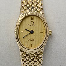 《寶萊精品》Omega 歐米茄金橢圓袖珍石英女子錶