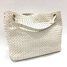 二手旗艦 BOTTEGA VENETA 米白色 羊皮 編織 手提 肩背 兩用包(公益店)22501