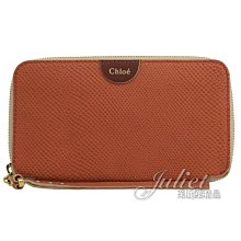 【茱麗葉精品】全新精品 CHLOE 3P0152 新款LOGO荔枝紋皮革壓紋拉鍊長夾.橘米 現貨