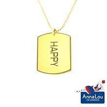 Anna Lou OF LONDON 台北ShopSmart直營店 倫敦品牌 優雅方牌字墜 金項鍊 HAPPY