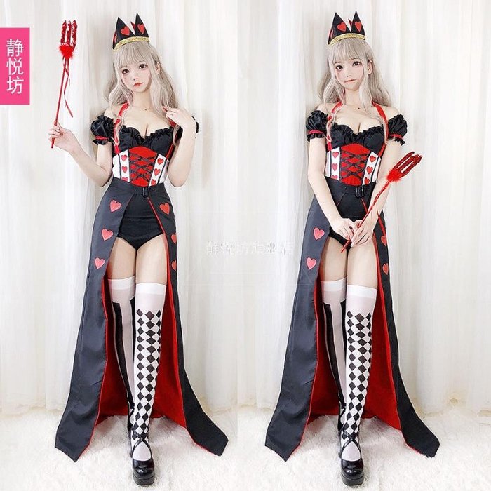 cosplay裝扮 cosplay服裝 萬圣節夢游仙境紅心皇后撲克女王裝性感賭場小丑裝女巫裝化裝舞會162 XJ005