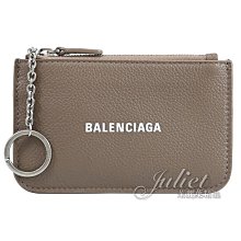 【茱麗葉精品】全新精品 BALENCIAGA 巴黎世家 594324 燙印LOGO牛皮鑰匙零錢包.大象灰 現貨