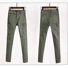 歐美墨綠超彈修身多口袋鉛筆褲、工作褲或工裝褲28碼S號