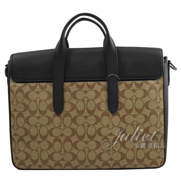 【茱麗葉精品】全新精品 COACH 專櫃商品 C9873 Sullivan 印花拼皮翻蓋兩用公事包.駝/黑 現貨