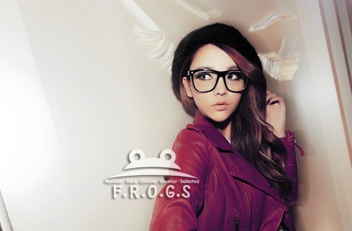 F.R.O.G.S E0721(現貨)韓版學院系膠框金屬裝飾克羅心男女同款裝飾眼鏡平光眼鏡