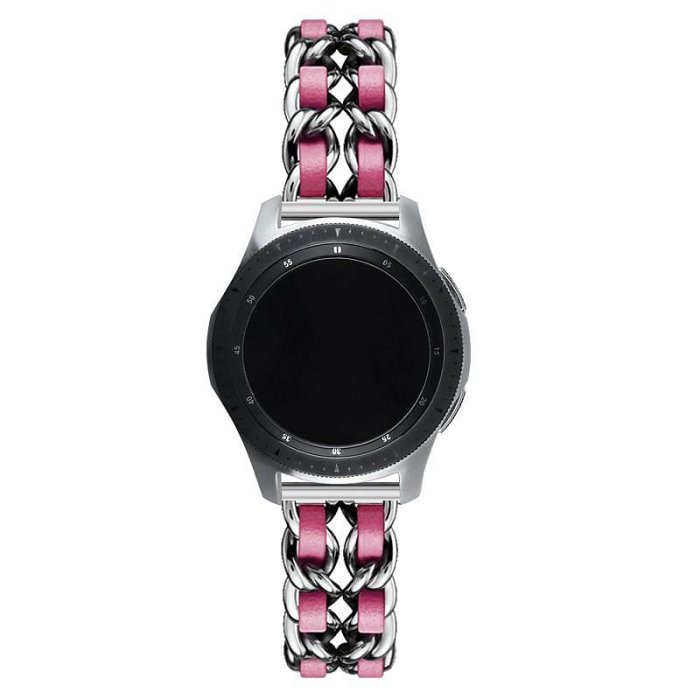 三星蓋樂世watch46mm智能手錶替換錶帶華為GT2PRO小香風奢華牛仔鏈金屬錶帶22mm規格快拆時尚女款華碩小米通用