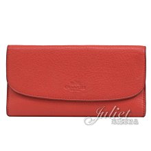 【茱麗葉精品】【展示品】COACH 56488 經典LOGO烙印皮革附活動夾長夾.紅 皮革壓痕 現貨