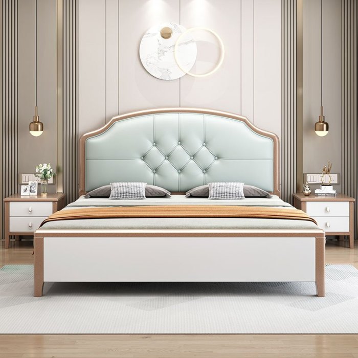 特賣-美式輕奢實木床1.8雙人米主臥床現代簡約歐式公主婚床1.5米儲物床