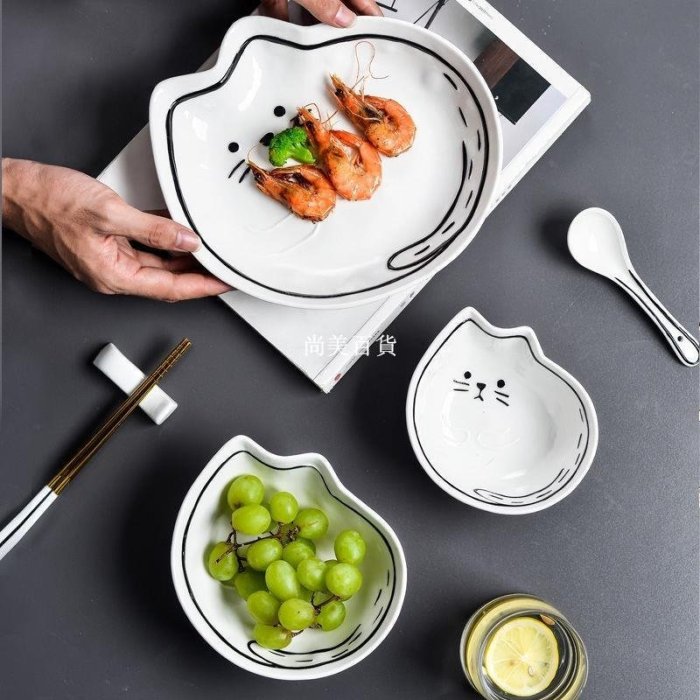 現貨熱銷-日式碗碟套裝家用陶瓷碗創意學生餐具一人食可愛ins風少女心盤子爆款
