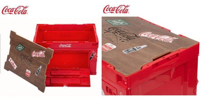 **日本進口** 可口可樂 Coca-Cola 木質上蓋摺疊收納箱 收納盒  居家收納 露營用品