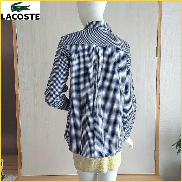 🇯🇵日本新品✈️鱷魚 長袖襯衫 女 L號 LACOSTE 鱷魚牌 寬鬆版型 格紋襯衫 A25F2L