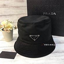 《真愛名牌精品》Prada 1HC137黑色帆布 銀三角牌Logo  漁夫帽  *全新品*代購