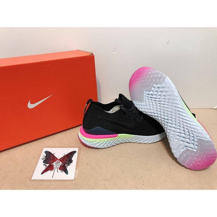 Nike Epic Flyknit 2 黑色 粉綠 編織 輕量 透氣 穿搭 休閒鞋 慢跑鞋 BQ8928-003