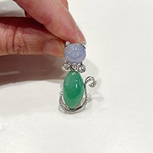 100128 大千典精品 秦老闆 流當品 天然玉墜子 緬甸玉 翡翠紫翡 紫旦 綠玉 典雅 長輩 貓咪造型 送禮禮物