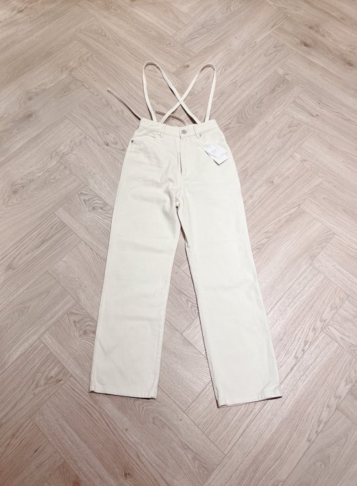 [全新｜免運]日本正品 MURUA 牛仔吊帶長褲 吊帶可拆 1(S)號 轉售