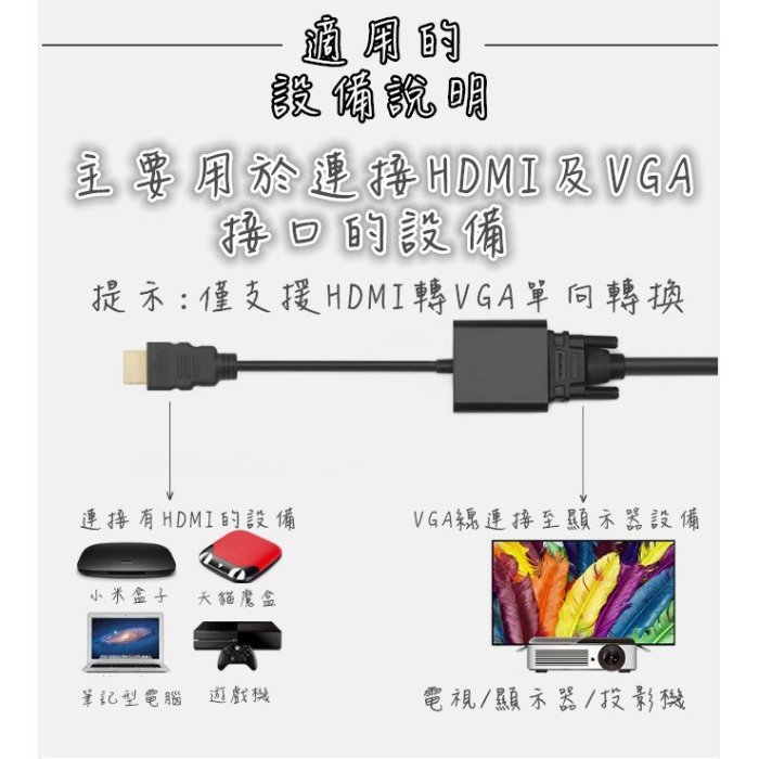 【藍總監】✨HDMI連接VGA轉換線✨ 筆記型電腦 遊戲機 電視 投影機 顯示器 轉換線 連接線 轉換線