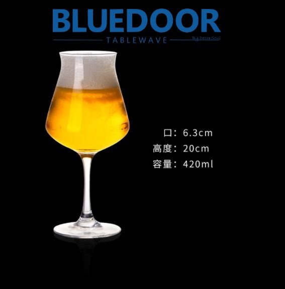 BlueD_ 精釀啤酒杯 420ML 無鉛玻璃 鬱金香杯 品酒杯 高腳杯 調酒杯 雞尾酒 紅酒杯 酒吧  餐廳 廚房店面