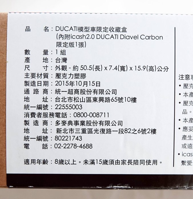 全新從未拆開來過【DUCATI 模型車限定收藏盒】只有一套！低價起標無底價！(下標前務必詢問是否有存貨！)