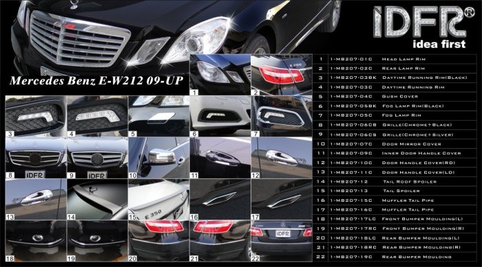 金螃蟹賓士E W212 鍍鉻前保險桿霧燈外框 E250 E280 E300 E320 E55 AMG 精品 改裝 配件