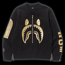 【日貨代購CITY】APE SHARK EMBROIDERY SIDE ZIP CREWNECK 大學T 黑金 現貨