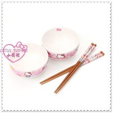 ♥小花花日本精品♥ Hello Kitty 粉色滿滿豐富圖好精美陶瓷碗+筷子(兩入)56746105