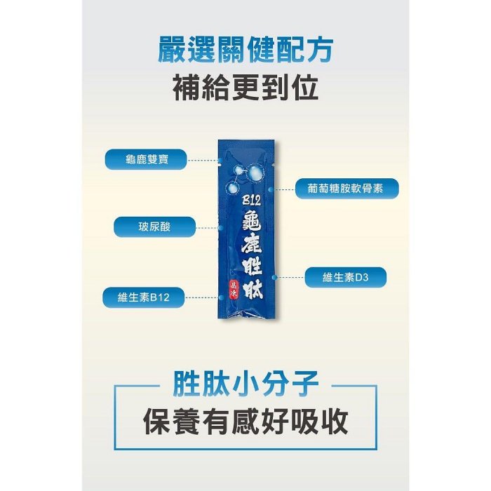 『蔡義德強力推薦 B12龜鹿胜肽晶凍』10包／盒 龜鹿二仙膠 玻尿酸 膠原蛋白 關鍵補股 『官方授權代理』