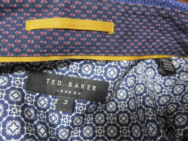 衣市藍~TED BAKER 長袖襯衫 (3號~M~藍底小白點紋~) (221129)