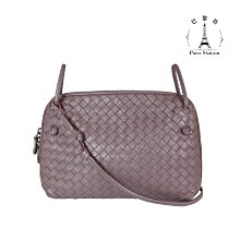 【巴黎站二手名牌專賣店】＊現貨＊BOTTEGA VENETA BV＊藕紫色羊皮編織拉鍊扁斜背包